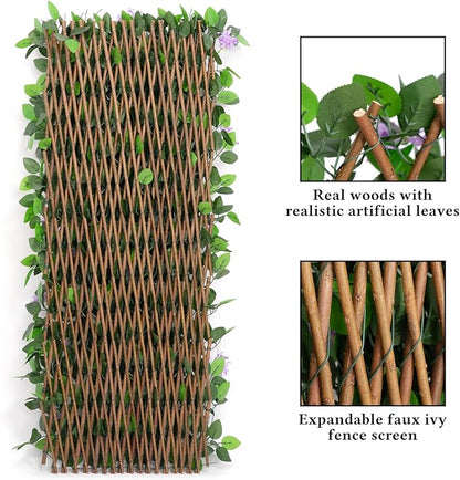 DOEWORKS Expandable Fence Privacy Screen for Balcony Patio Outdoor, 1PC Faux Ivy Fencing Panel for Backdrop Garden Backyard Home Decorations