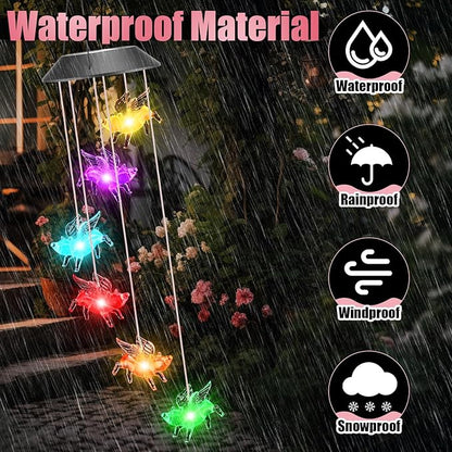 Thyle Outdoor Solar Flying Pig Wind Chimes Lights Color Changing Flying Pig Chimes Romantic Solar Powered Wind Bell Waterproof Lights for Garden Room Patio Indoor Outdoor Decoration