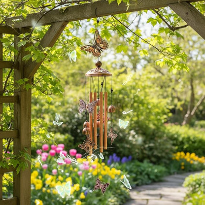 Ukulork Wind Chimes Outdoor Clearance, Butterflies Aluminum Tube Windchime with S Hook,Patio Garden Decor, Housewarming Gift.