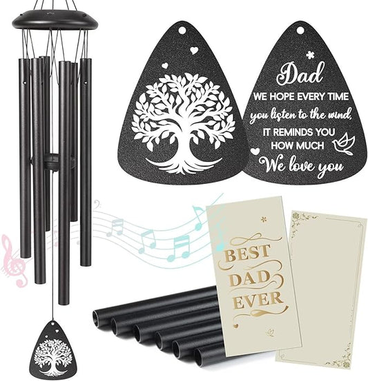 Gifts for Dad, 25''Wind Chimes Black, Dad Birthday Gifts from Daughter Son, Father's Day, Thanksgiving, for Dads，Father Gift Ideas for Dads Birthday Decorations