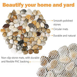 River Rock Stepping Stones Outdoor for Garden Walkway, 10 inch 6 Pcs Hexagon Shape Paver Step Stones Polished Pebble River Stone Mat for Yard Lawn Patio Pathway Walk Way - Multi-Color