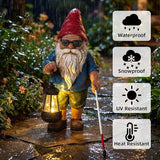 Garden Gnome Outdoor Statue -10.2 inches Outdoor Decor for Patio Yard Balcony Pathway - Self-Growth & Win-Win Gift - Gnome Lantern Bearer: Illuminate the Path for Others