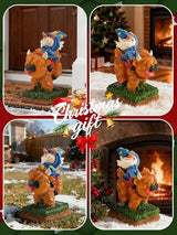Garden Gnome Statue - Garden Gnome Riding Highland Cow - 6.7 Inch Tall Lawn Figurine - for Outdoor or House Decor - Funny Yard & Patio Decoration