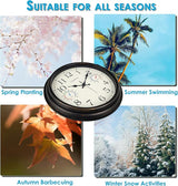 Crosstime 16 Inch Outdoor Clock Waterproof with Thermometer and Hygrometer Combo, Retro Indoor Outdoor Wall Clocks for Patio, Pool, Garden, Backyard Decor- Bronze