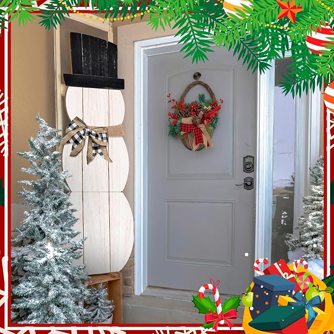 Winter Snowman Porch Sign Wooden Porch Decor Winter Christmas Nutcracker Snowman Front Door Welcome Standing Sign for Xmas Farmhouse Outdoor Yard Wall Hanging Decorations(42 Inch,Cute)