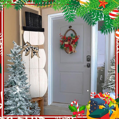 Winter Snowman Porch Sign Wooden Porch Decor Winter Christmas Nutcracker Snowman Front Door Welcome Standing Sign for Xmas Farmhouse Outdoor Yard Wall Hanging Decorations(42 Inch,Cute)