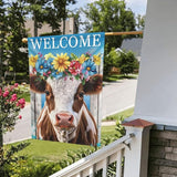 Floral Cow Garden Flags 12×18 Inch Welcome Double Sided Decorative Yard Banner Seasonal Flag for Outdoor Outside Decor