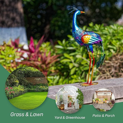 Metal Peacock Garden Decor Outdoor Statue, Peacock Yard Art Sculptures Outside Decoration for Home Patio Lawn Backyard, Gift for Women Moms Grandma