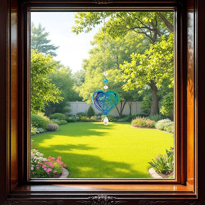 9Pcs Animal Wind Spinners Outdoors Assorted Stainless Steel Wind Sculpture Spinner for Garden Outside Hanging Decor Gradient Etched Metal Embellishments for Garden Yarn Home Decor