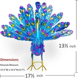 MACLARONX Metal Peacock Garden Yard Art Outdoor Statue Standing Sculpture for Backyard Lawn Patio Home Decorations, 17'' W Multi-Color, Blue-peacock
