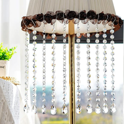 KANPURA 1ft 10pcs Teardrop Crystals Garland,Crystal Teardrop Chandelier Replacement,Hanging Glass Crystals for Chandelier, Christmas Tree, Wedding Decor(Clear)