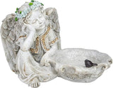 12.25" Sitting Angel Bird Feeder Outdoor Garden Statue