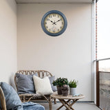 Outdoor Clocks Waterproof with Thermometer Rustic Coastal Wall Clock Decor for Patio Pool Garden(12 Inch,Blue)