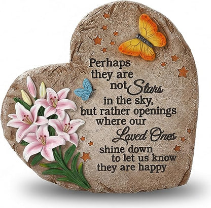 Memorial Garden Stone with Heartfelt Quote, 10 inch Garden Stepping Stones, Resin Memorial Plaques for Outdoors, Garden Stones in Memory of Loved One Gifts for Grave, Garden, Patio, Home