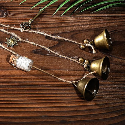RENEMEGO 4 Set Bells for Door - DIY Witchcraft Supplies Kit Hanging Wind Chimes for Door Knob Wiccan Stuff Samhain Home Decor for House Bedroom Garden Wall Witch