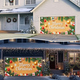IVN Christmas Garage Door Cover Decoration 13x6ft Wood Texture Pine Garlands Gifts Candy Canes Merry Christmas Winter Garage Door Banner Home Door Front Yard Decor for Xmas Eve Holiday Outdoor