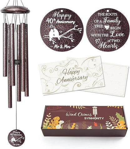 40th Anniversary Wind Chimes Gifts for Men Women, Romantic 40 Year Anniversary for Couples, Parents, Wife, Husband, Friends, Happy Anniversaries Decorations