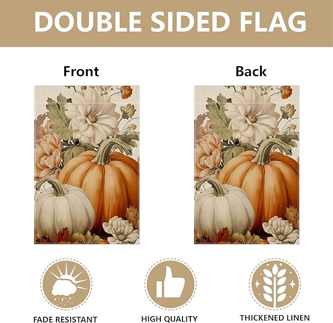 Garden Flags, Garden Flag, Stained Glass Style Pumpkin Maple Leaf Double-Sided Flags for Farmhouse Yard Outdoor Decoration-12 x 18inch (Pumpki7)