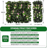 Dense Flowering Ivy Privacy Screen- Realistic Faux Foliage on Expandable Willow Fence for Outdoor, Patio, Balcony Cover & Decorative Shade Panel, UV Protected