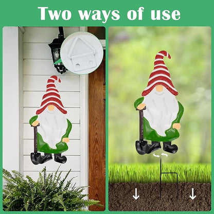 Metal Yard Signs Decor for Rust Prevention, Yard Stakes with Gnomes for Outside Garden Yard Lawn Porch Holiday Party(Red)