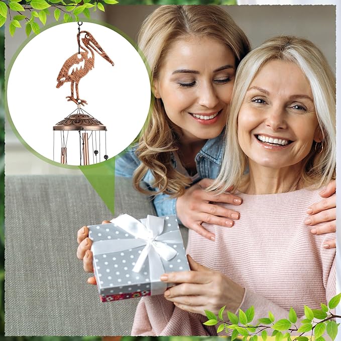 VioraWhite Pelicans Wind Chimes Outdoor Decoration for Women Men Mom Wife Grandma Pelicans Gifts Memorial Metal Wind Chimes for Outside Indoors, Lawn, Patio, Home, Porch, Garden, Yard Decor