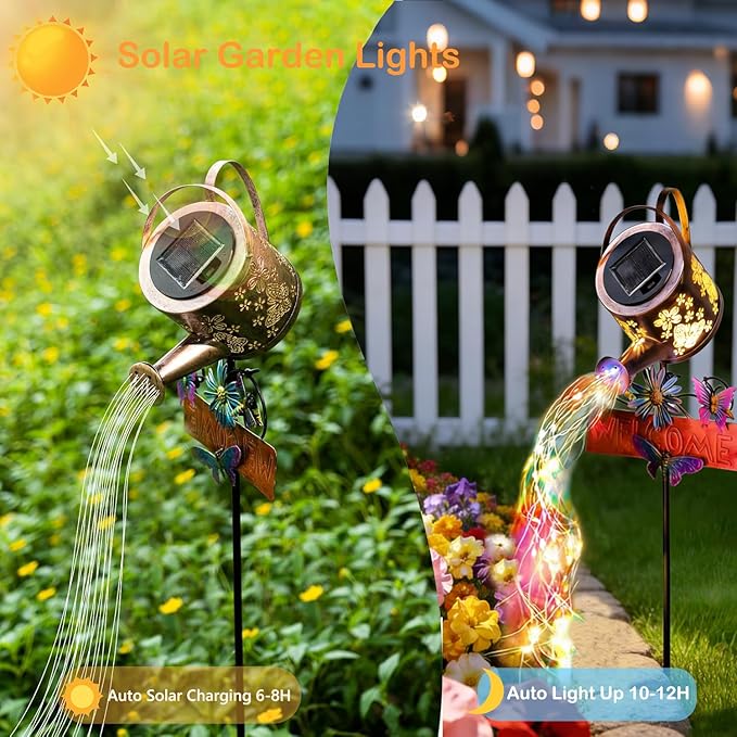 Solar Watering Can Lights, Solar Garden Lights Flower Bed Decor, IP65 Waterproof Outdoor Garden Decor, Garden Gifts for Women Mom Grandma