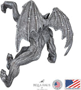 Dragon Winged Gargoyle Fence Hanger – Outdoor Wall Decor- Detailed Fence Topper Hanging Statue- Gothic Climbing Grotesque Dragon for Fence, Garden Patio, Porch (10" Gargoyle)