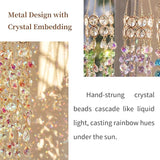 Hanging Window Garden Crystal Sun Catcher, Gold-Plated Sun Catcher for Indoor and Outdoor Decoration, Light Catcher, Party Crystals (Golden)