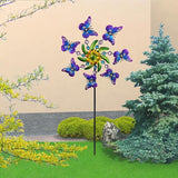 COOZZYHOUR 39" Butterfly Wind Spinner for Yard and Garden Stake,Outdoor Metal Windmill,Single Direction Wind Sculptures, Kinetic Windmills for Garden Decorations.