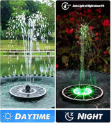 Yzert Solar Fountain Glass Panel with 2200 mah Battery, 3.5W Floating Solar Water Fountain with 4 Fixed Rods, Solar Pump for Bird Bath, Garden, Pond, Pool, Outdoor (White Panel Colorful Lights)