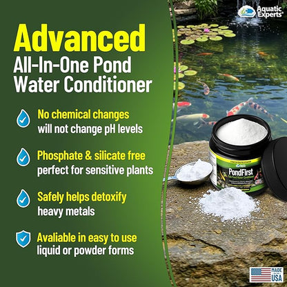 PondFirst Pond Water Conditioner - Concentrated Instant Dechlorinator for Fish Ponds, Makes Water Safe for Koi and Goldfish, Made in The USA, Aquatic Experts (Powder - 250 Grams)