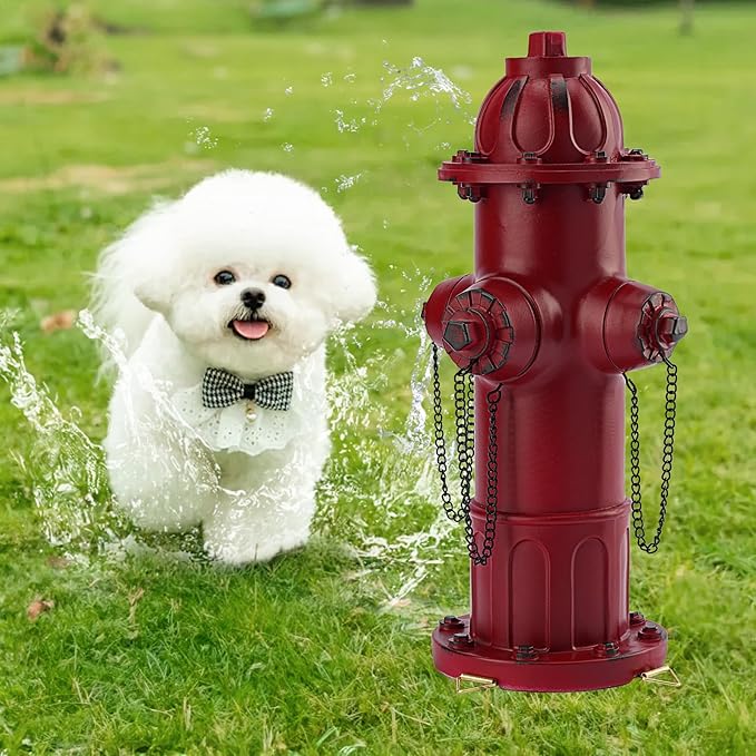 Realistic Resin Fire Hydrant Statue for Potty Training Dogs - Dog Fire Hydrant Pee Post, Weather-Resistant Garden Decor,Outdoor Garden & Lawn Ornament(Suitable for Small Dogs;13.1In;Retro Red)