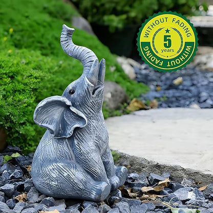 LEGIFO Garden Decor Elephant Statue Set of 3, Resin Outdoor Sculpture for Yard, Patio & Lawn - Unique White Elephant Figurines, Christmas Birthday Gift for Women, Mom, Grandma & Family