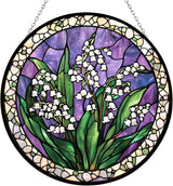 Lily of The Valley Stained Glass Sun Catcher Mountain Stained Glass Window Hanging, Suncatchers Lavender Wall Decor, for Women/Friends/Lover