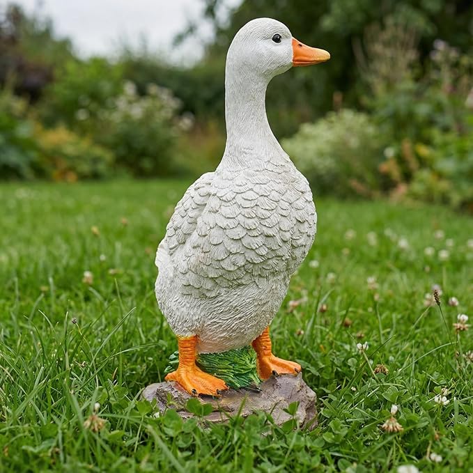Funny Duck Outdoor Statue, Resin Garden Lawn Yard Decor, Figurine Sculpture Ornament for Porch Patio Flower Bed Home Bookshelf, 11.6" H × 5.5" L × 5.5" W