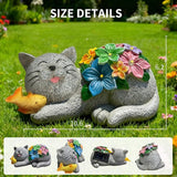 Solar Garden Outdoor Statues Cat with Succulent and 7 LED Lights -Waterproof Animal Lawn Decor Statue for Patio, Balcony, Yard Ornament for Mom Grandma Women