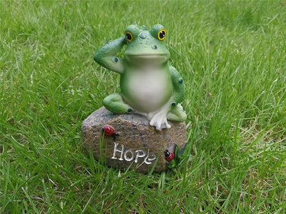 LANKER Frog Garden Statues – 3 Pack 5 Inch Frogs Sitting on Stone Sculptures Outdoor Decor Fairy Garden Ornaments