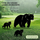 3 Pack Bear Metal Garden Decorative Stakes, Weather Proof Silhouette Statues for Yard, Patio,Outdoor Decor for Bear Lovers and Pet Owners