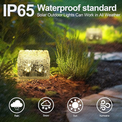 MLKNK Solar Brick Lights-Outdoor Solar Lights for Yard-Solar Brick Landscape Path Light 3 Pack LED Light Brick Garden Decor for Pathway Patio Walkway Backyard Decoration