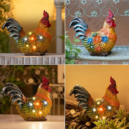 TAKE ME Womens Birthday Gifts Gardening Gifts Chicken Decor for Mom Garden Decor Solar Light Rooster Decor for Women Mom Grandma Birthday Gifts for Chicken Lovers