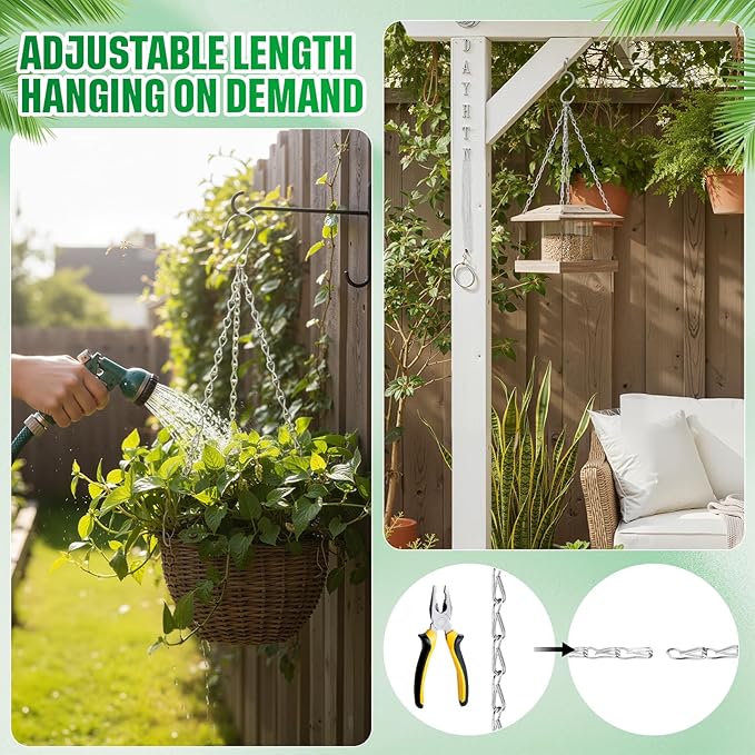 2 Pack Hanging Chain for Bird Feeders, Planters, Lanterns and Ornaments (9.5 Inch, Silver)