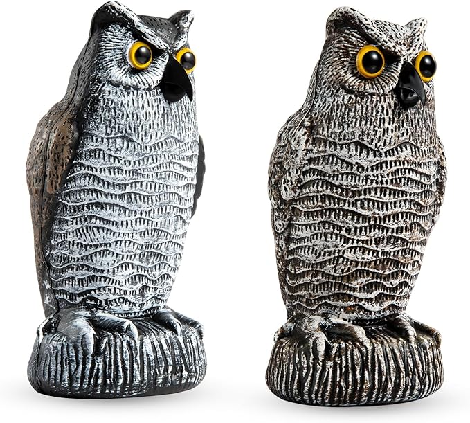 OFFO 2 Pack Plastic Owl Scarecrow for Halloween Decorations Outdoor Garden, Yard, Pool Decoration, 8.3 in Height