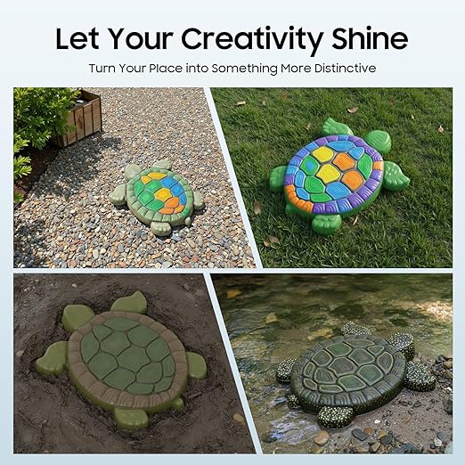 Turtle Shaped Stepping Stone Mold, 15.74" Concrete Cement Mold for Garden Path, Patio Driveway Pavers, Reusable ABS Walk Maker Mold with Lifelike Shell Texture for DIY Landscape Decoration