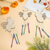 Leinuosen 30 Pcs Bee Wind Chime Kit for Kids Make Your Own Bee Wind Chimes Decorative DIY Coloring Wooden Crafts for Spring Art Activities Garden Home Patio Party Decorations