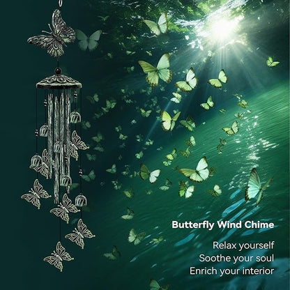 35" Butterfly Wind Chimes for Outside, Butterfly Wind Chimes Gifts for Mother's Day, Garden Decor for Outdoor Porch Patio Home Yard Decorations