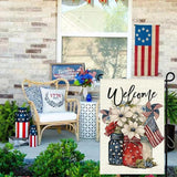 1Pcs 4th of July Garden Flag, Summer Small Yard Flags for Outside, Independence Day Garden Flags 12x18 Vertical Double Sided, Patriotic Mason Jar Flowers Garden Flags for 4th of July Outside Decoration