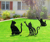 Metal Cat Stake Garden Decor, Yard Decoration Art for Lawn, Gifts for Cat Lovers, Black Outdoor Home Decoration, Metal Kitty Statue (SOCAT)