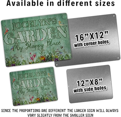 Custom Metal Signs with Name Made in USA Personalized Vintage Garden Sign Waterproof Vintage Decorative Metal Print for Wall Decor Customized Home Garden Ideas Gifts Artwork Prints for Yard Ourdoor