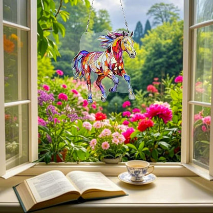 Horse Ornaments Colorful Window Hanging Decorations Home Wall Decor for Indoor Outdoor