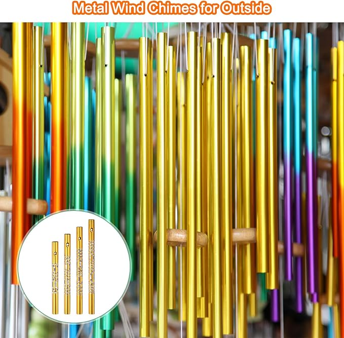M METERXITY 24-Pack Wind Chime Tubes, 4 Sizes Aluminum Metal Wind Bell Empty Tubes for Outside/Adults Arts and Crafts/DIY [Yellow]